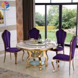 Luxury Dining Room Furniture Marble Top Stainless Steel Dining Table