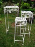 Wrought Iron Antique White Vintage Unfolded Planter Stand