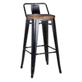 Wood Seat Metal Bar Stool Tolix High Chair with Back