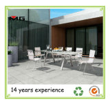Extension Outdoor Dining Table Tempered Glass Table Top with Stainless Steel Frame