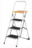 Folding Steel Step Ladder with Wide Step and Rubber Feet