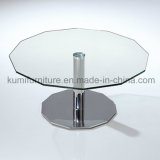 Stainless Steel Silver Coffee Table with Tempered Glass Top