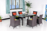 7 PCS PE Rattan Dining Set/Rattan Outdoor Patio Dining Table Set Cushioned Seat Garden Furniture Set
