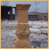 Yellow Marble Stone Hand Carved Roman Column