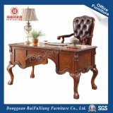 AG203 Hand Carved Pattern Brown Large Wooden Desk with Certificate