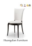 Round White PU Leather with Wooden Black Leg Dining Chair (HD907)