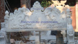 Marble Carving Bench Marble Sculpture Long Chair for Garden