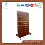 Double Sided Wooden Slatwall Display Shelf with Castors