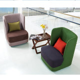 Leisure Type Cafe Chair with Full Fabric Foam Padding Round Metal Base