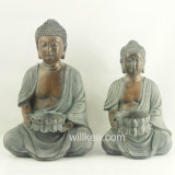 Cheap Tabletop Decorative Resin Buddha Statues with Candle Holder