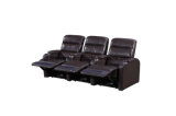 Transitional Brown Leather Home Theatre Sectional Recliners Console