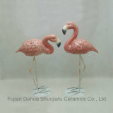 Ceramic Standing Flamingo Figurine for Decoration