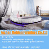 Luxury Round Bed with Crystal and LED Light