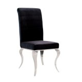 Stainless Steel Black Velvet Fabric Louis Dining Chair
