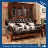 Ruifuxiang Antique Style Black Leather Sofa for Living Room (N279)