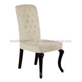 Wooden Leg Fabric Tufted Dining Chair