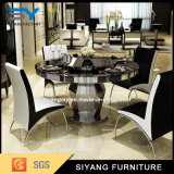 Dining Set Adjustable Banquet Table with Round Glass Top