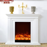 French Antique Luxury White Solid Oak Wood Fireplace Mantel (GSP14-005)