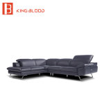 Black Leather Corner Sofa for Living Room