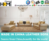 Luxurious Golden Leather Living Room Sectional Sofa Button Tufted (HC3009)