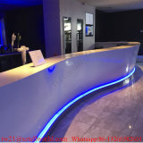 Curved White Marble LED Coffee Bar Counter Commercial Coffee Shop Furniture