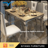 Stainless Steel Leg Marble Table with 8 Seaters