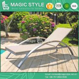 Rattan Sun Bed with Teak Arm Patio Sunlounger with Teak (Magic Style)