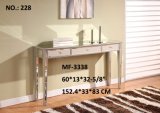 Console Table 3 Drawers Clear Mirror Silver Leaf Wood Frame