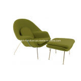 Commercial Hotel Furniture Wool Fabric Womb Chair with Ottoman