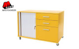 Yellow Caddy Lower Half One Roll Door Three Metal Drawers Mobile Storage Filing Cabinet