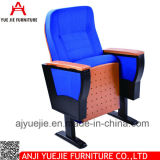 Metal Arm Blue Fabric Cover Church Chair Yj1612