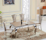 MDF Top Stainless Steel Leg Dining Table