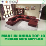 Modern U Shape Mahogany Leather Sectional Sofa