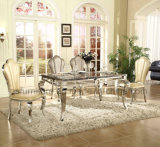 European Style Marble Top Dining Table with Stainless Steel
