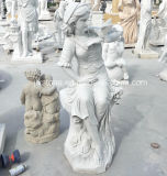 White Marble Hand Carved Polished Girl Statues