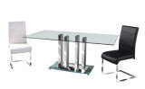 Stainless Tube with Glass Dining Table New Design (DT075)