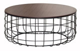 Morden Dining Coffee Green Metal Wire Wooden Top Table