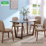 Solid Wood Dining Table with Walnut Veneer