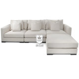 off White Sectional Sofa with Ottoman