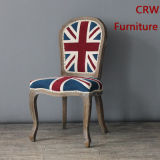 Kvj-7155 Luxury Wooden Fabric Union Jack Dining Chair