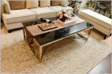Round Stainless Steel Metal Lift Top Mirrored Modern Glass Coffee Table