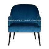 French Style Dack Blue Upholstery Wood Frame Armrest Leisure Chairs