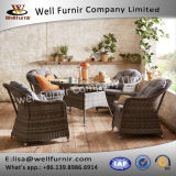 Well Furnir T-014 Grey Color Stylish Chair & Round Tables Durable 5 Piece Rattan Dining Set