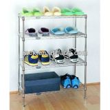 Adjustable DIY 4 Shelves Chrome Wire Metal Flat Shoecase