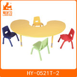 Moon Shape Kindergarten Kids Table with 4 Color Chairs