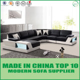 Living Room Leather Sofa with LED for Home Furniture