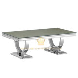 Sj890 Modern Metal Coffee Table with Glass Top