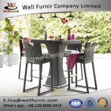 Well Furnir Brown Color 4 Seat Square Bar Set with Ice Bucket Rattan Garden Set T-042