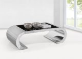 Hot Sell Unique Bend Stainless Steel Glass Top Coffee Table