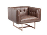 Carlo Colombo Edward Chair in Waxy Leather Rose Gold Steel Base